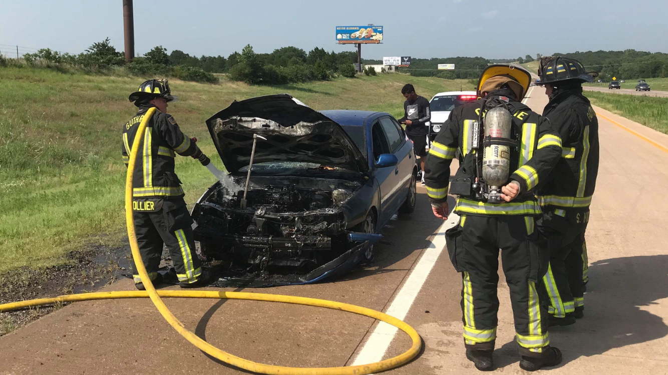 No injuries with car fire on I-35 – Guthrie News Page